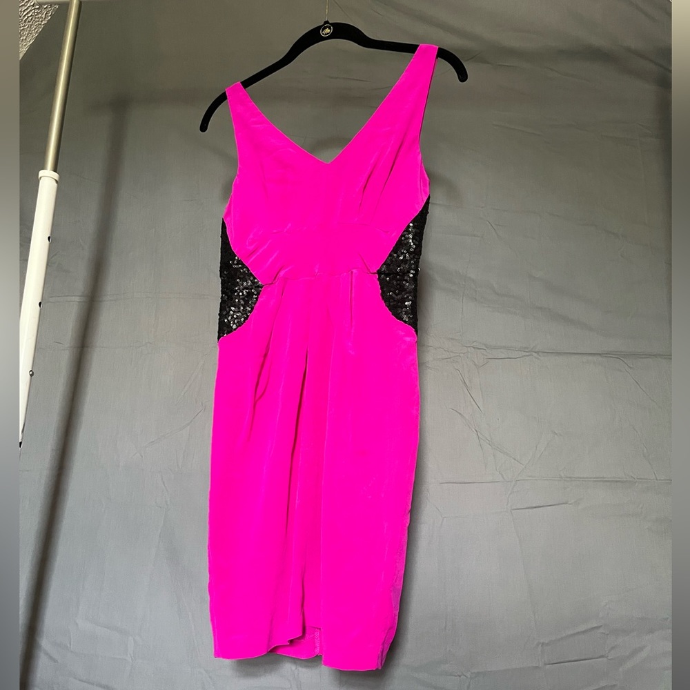 Silk mini dress- bright pink/purple